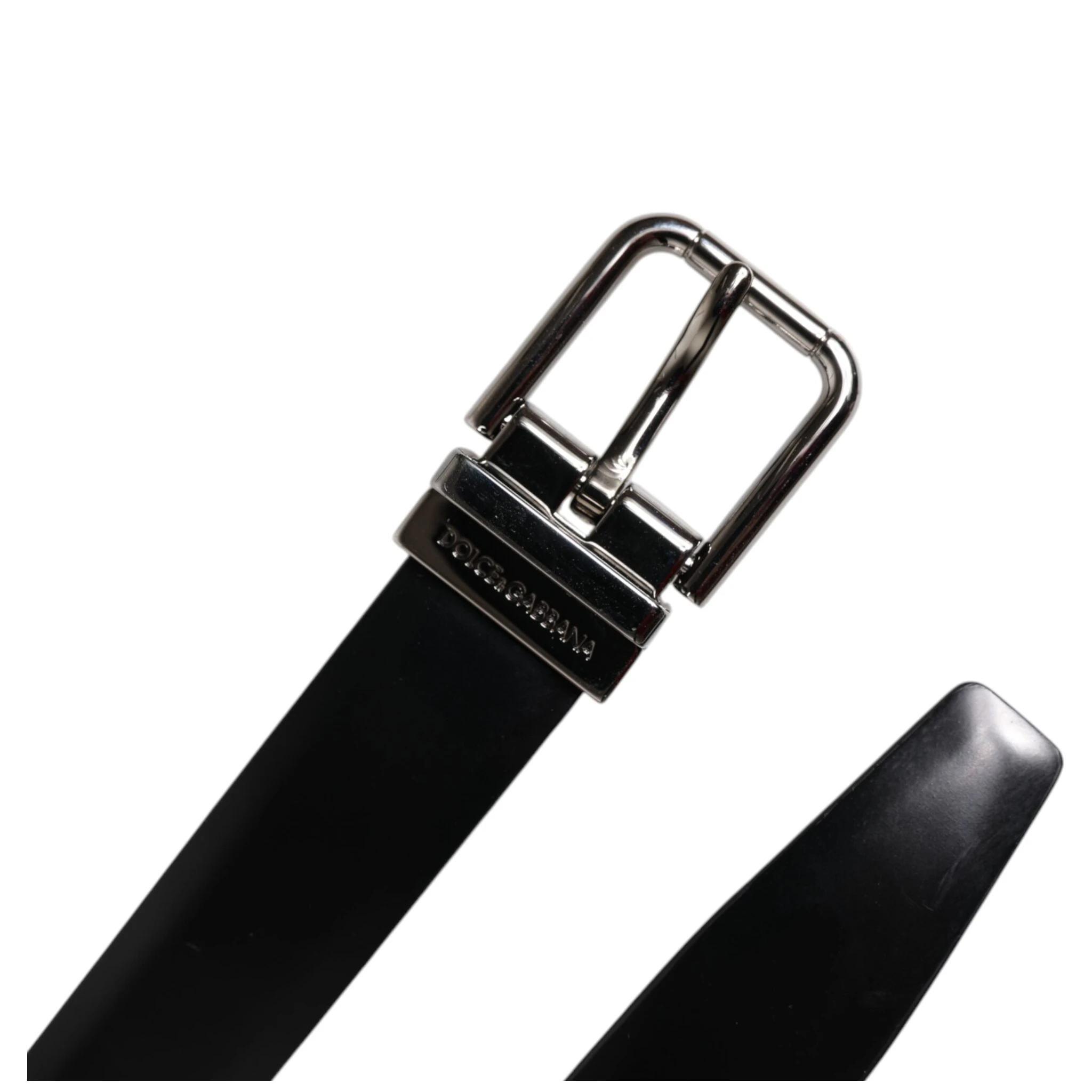 Black Solid Leather Classic Waist Buckle Belt