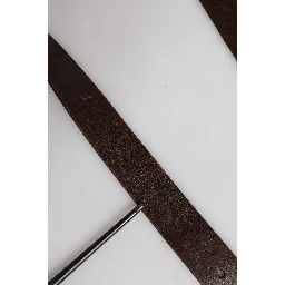 Brown Leather Classic Metal Logo Buckle Belt