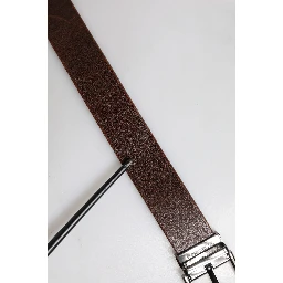Brown Leather Classic Metal Logo Buckle Belt