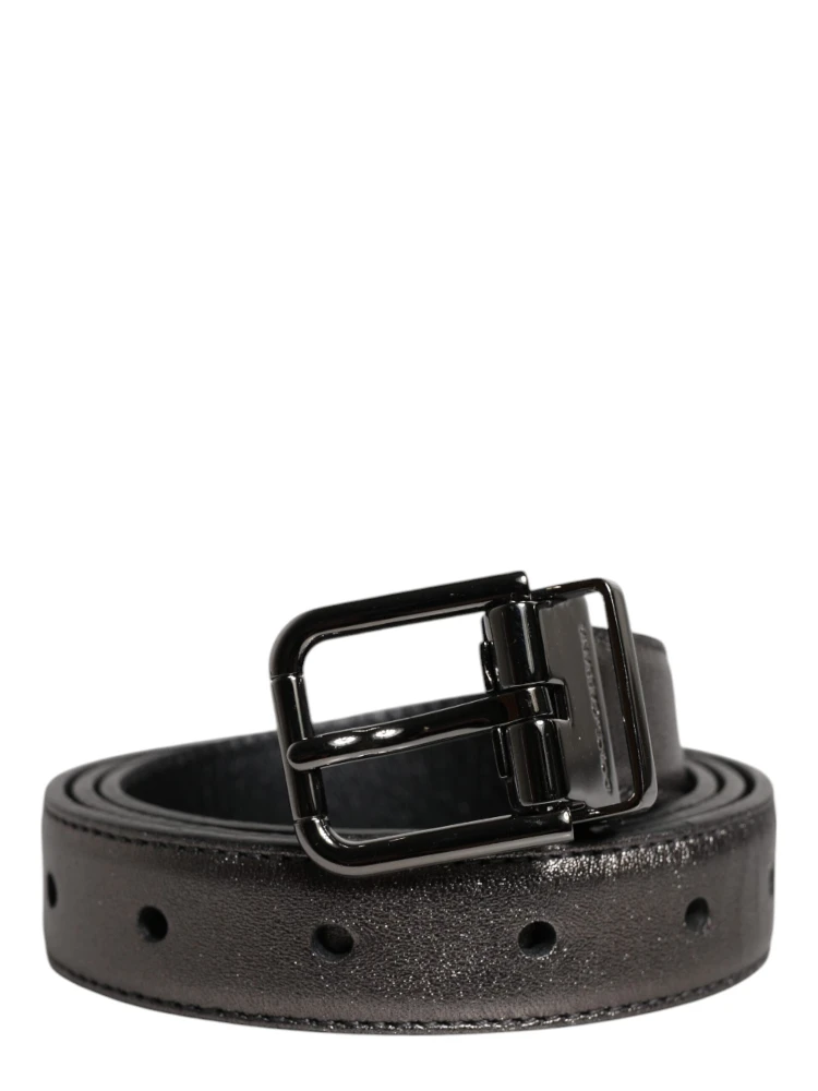 Black Leather Classic Metal Logo Buckle Belt alternative