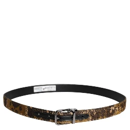 Multicolor Jacquard Leather Logo Buckle Belt