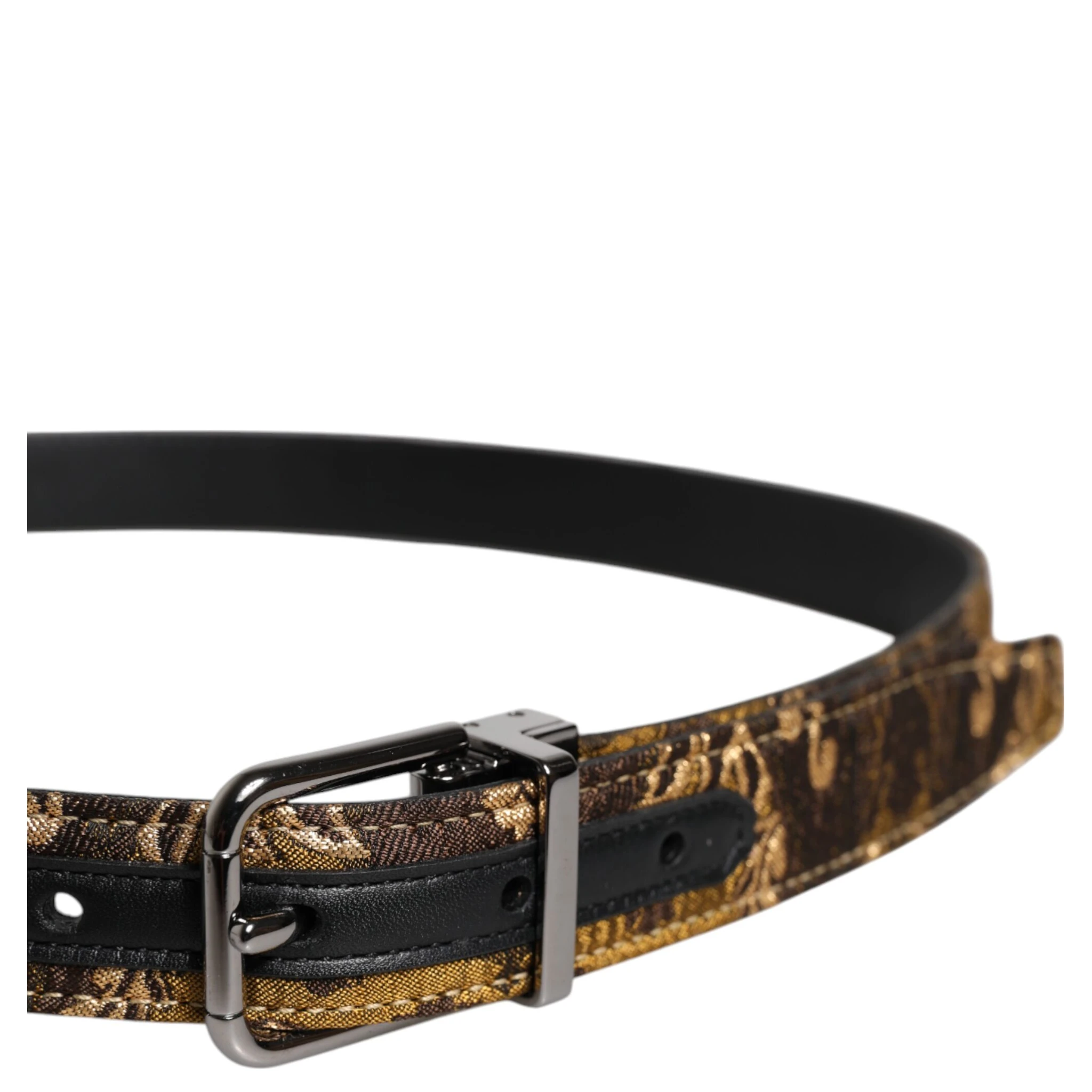Multicolor Jacquard Leather Logo Buckle Belt