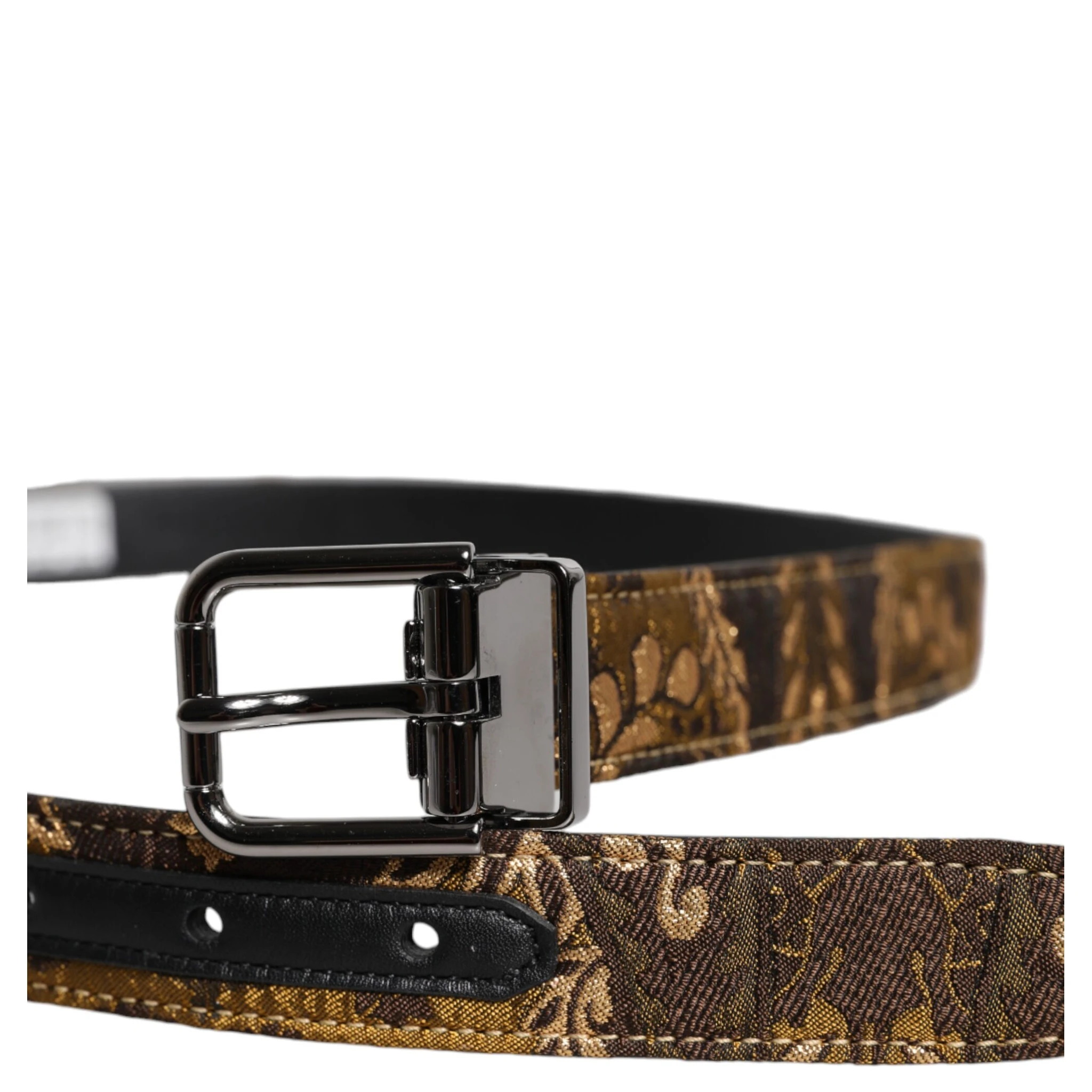 Multicolor Jacquard Leather Logo Buckle Belt