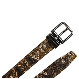 Multicolor Jacquard Leather Logo Buckle Belt