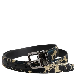 Multicolor Jacquard Leather Logo Buckle Belt