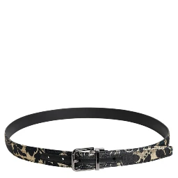Multicolor Jacquard Leather Logo Buckle Belt