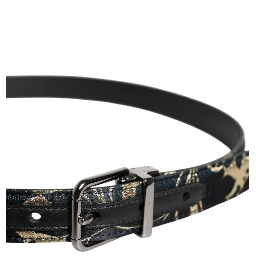 Multicolor Jacquard Leather Logo Buckle Belt