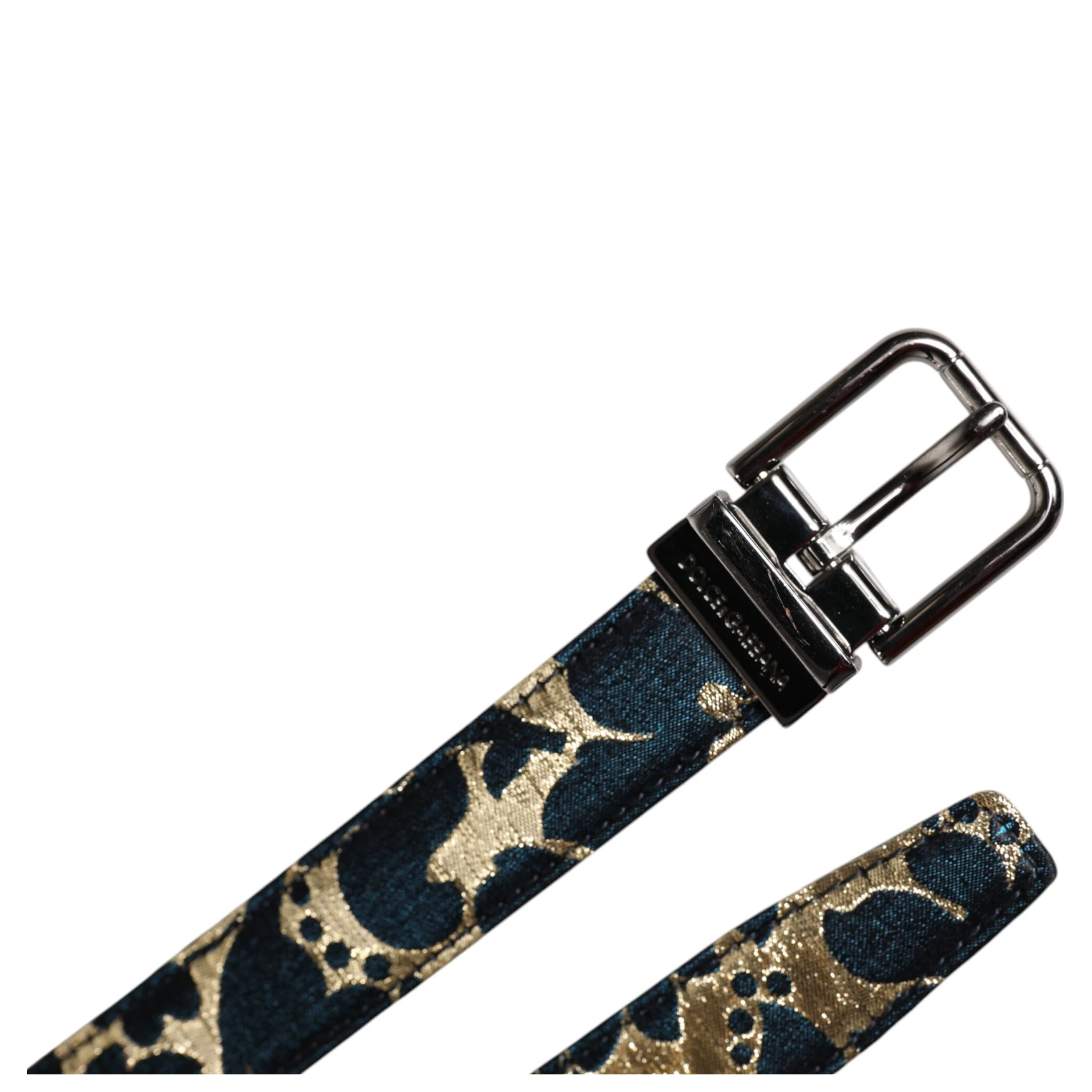 Multicolor Jacquard Leather Logo Buckle Belt
