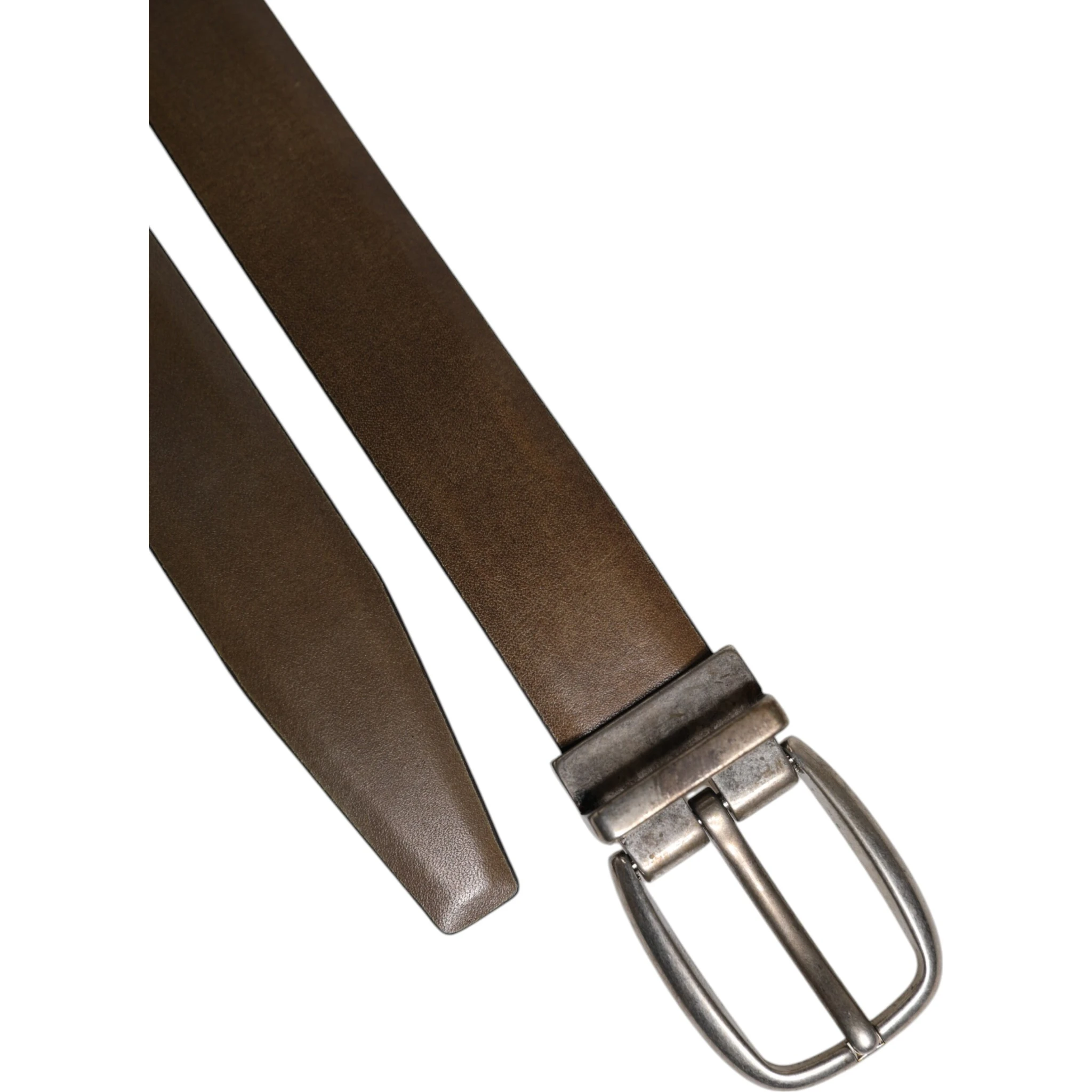 Brown Leather Classic Metal Logo Buckle Belt