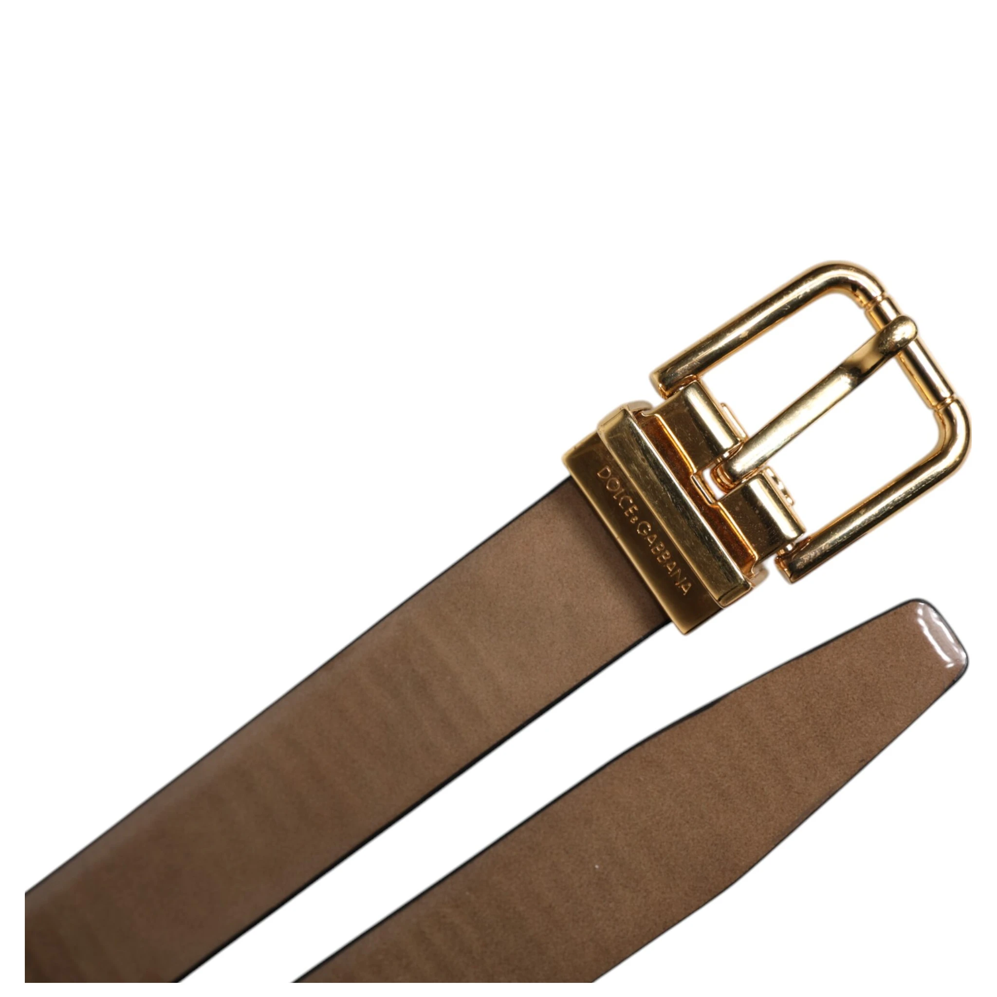 Brown Leather Classic Metal Logo Buckle Belt