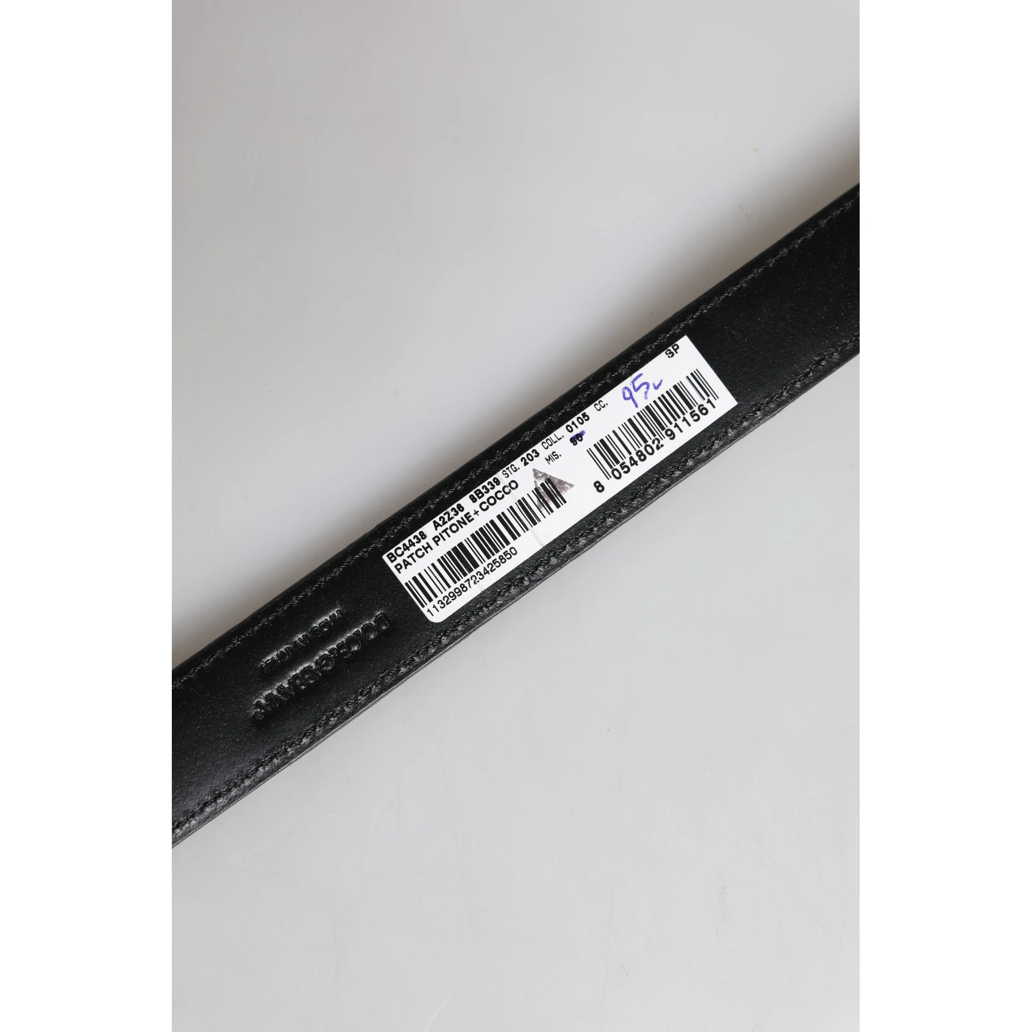 Brown Exotic Leather Metal Logo Buckle Belt