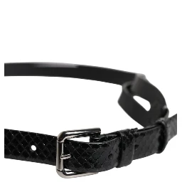 Black Leather Classic Metal Logo Buckle Belt