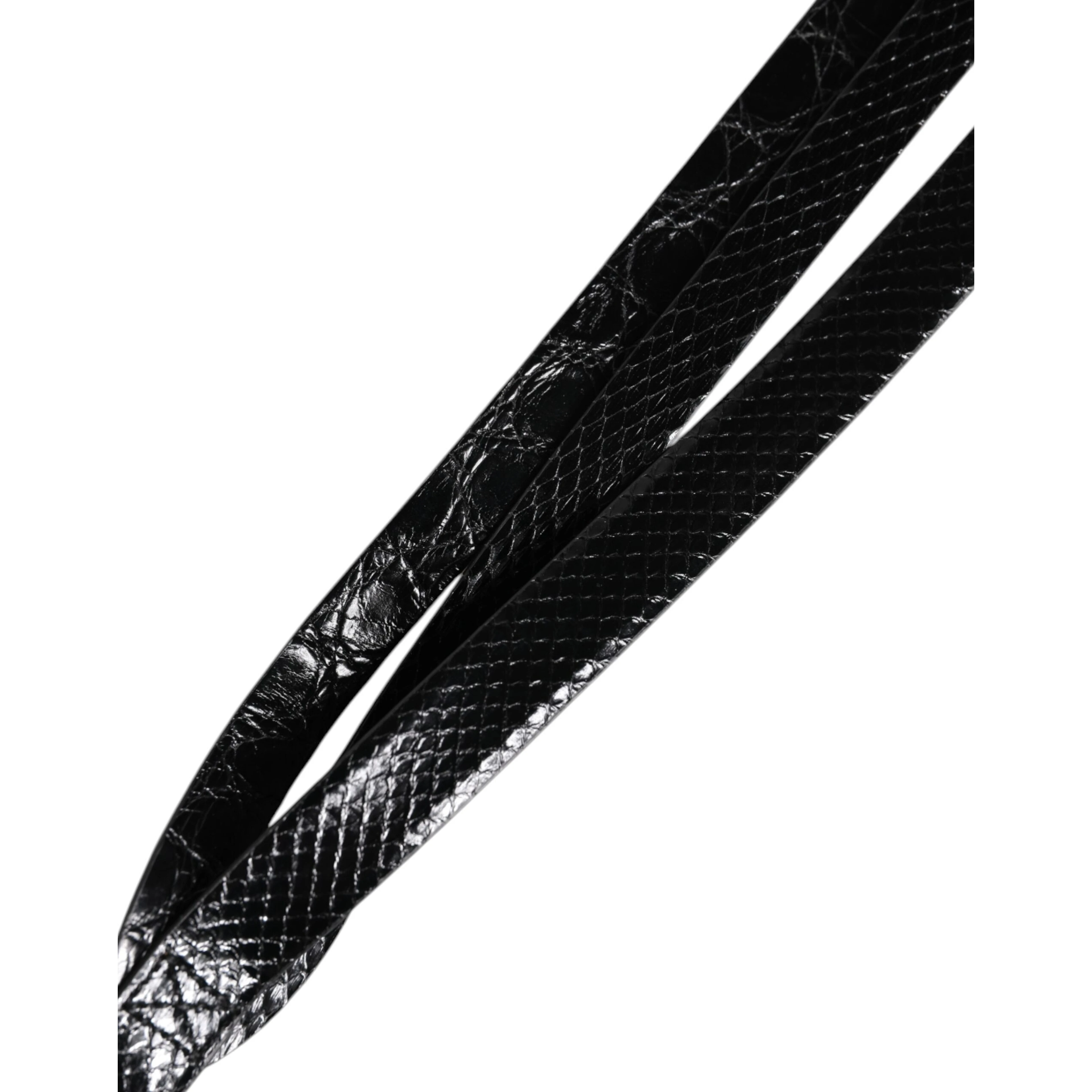 Black Leather Classic Metal Logo Buckle Belt
