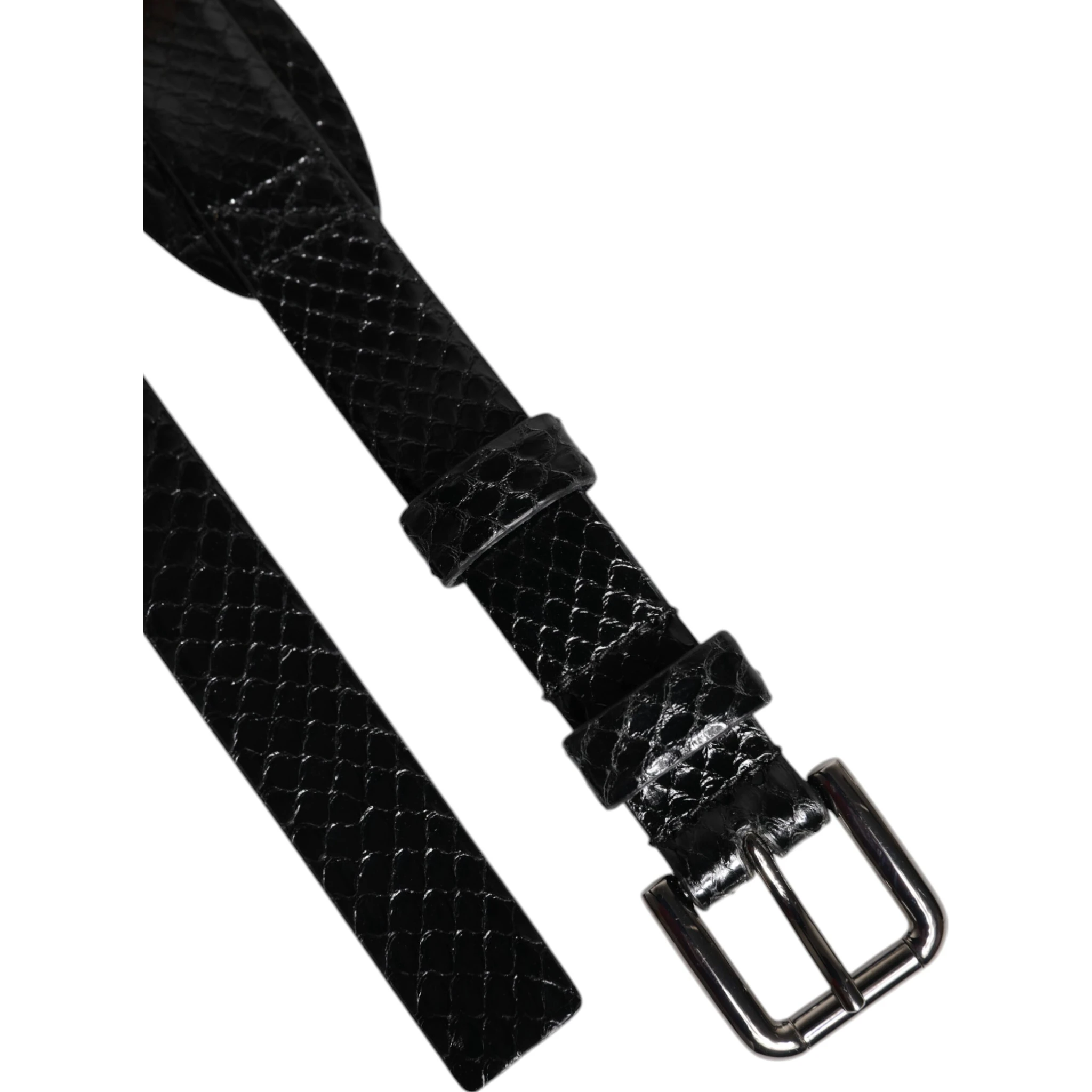 Black Leather Classic Metal Logo Buckle Belt