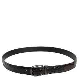 Black Brown Leather Classic Metal Buckle Belt