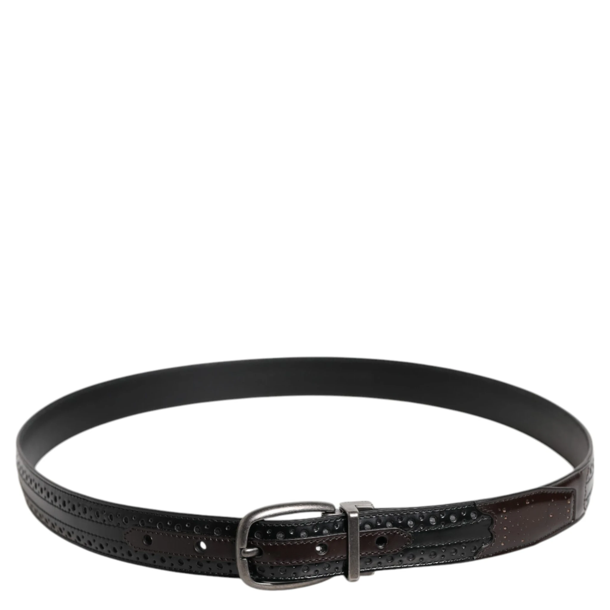 Black Brown Leather Classic Metal Buckle Belt