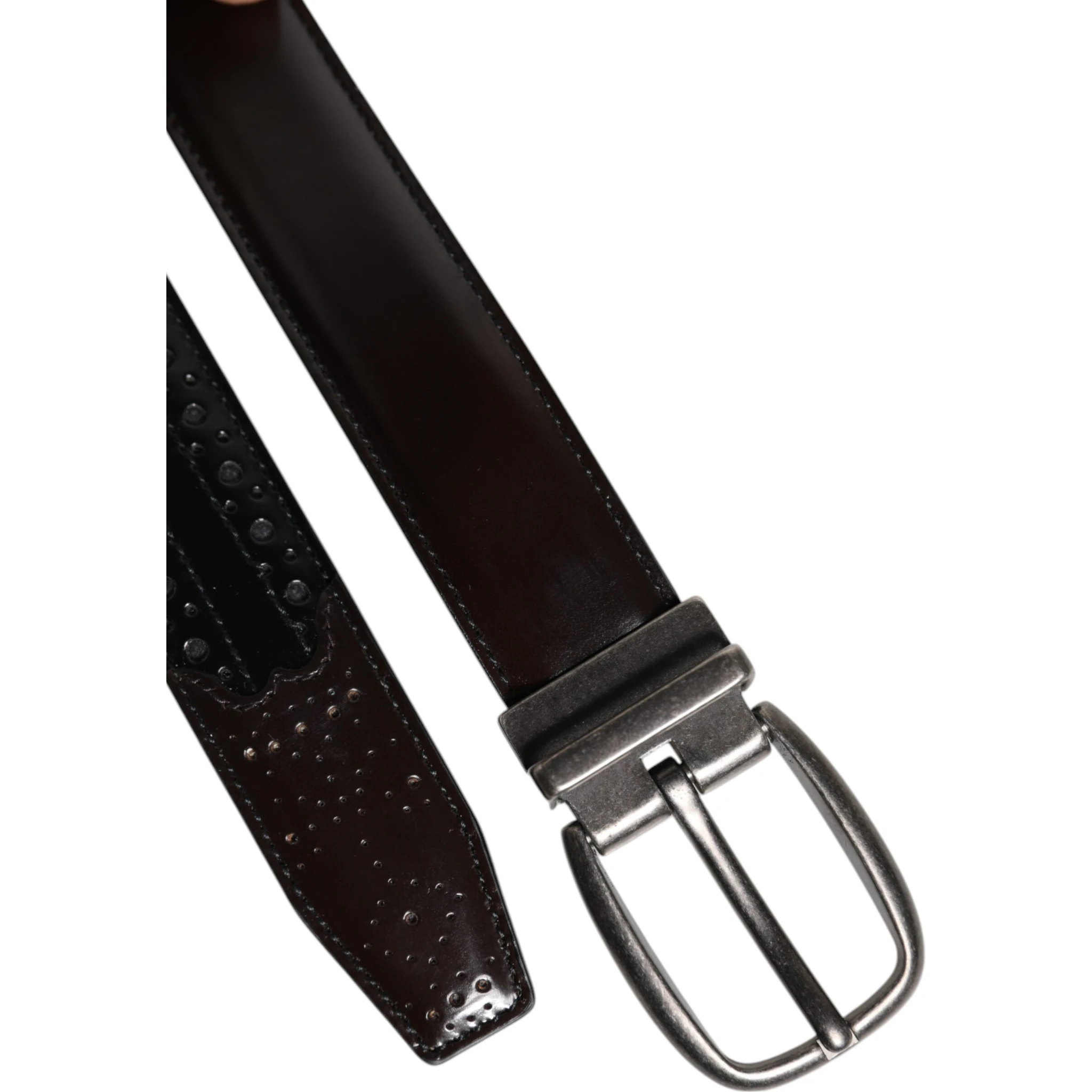 Black Brown Leather Classic Metal Buckle Belt