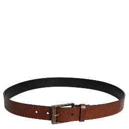 Brown Calf Leather Classic Metal Buckle Belt