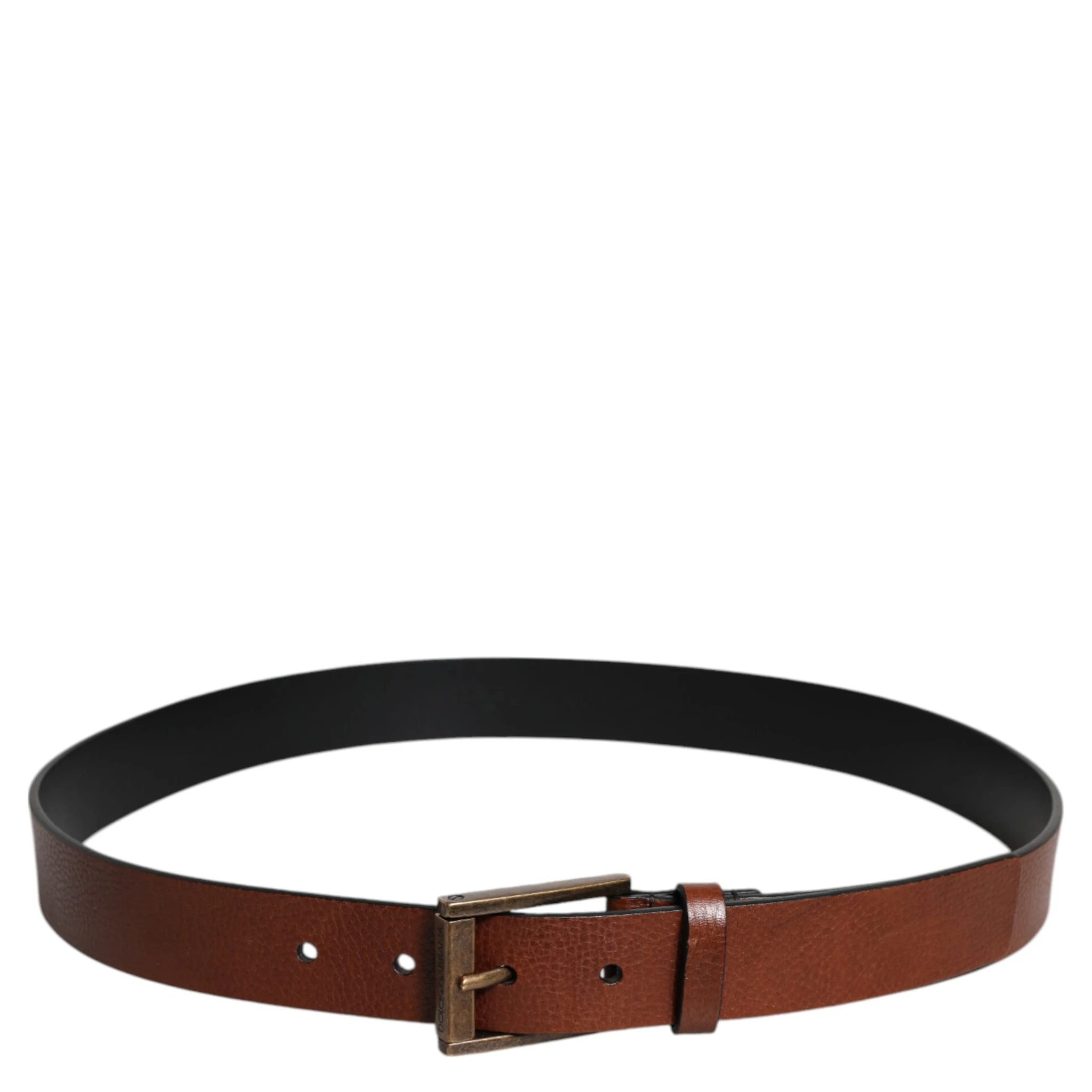 Brown Calf Leather Classic Metal Buckle Belt
