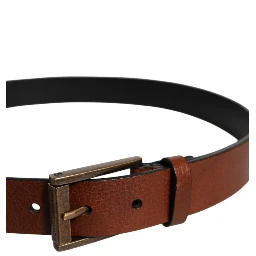 Brown Calf Leather Classic Metal Buckle Belt