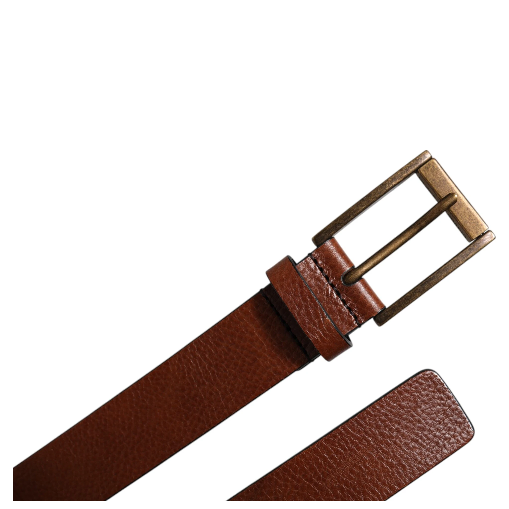 Brown Calf Leather Classic Metal Buckle Belt