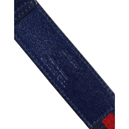 Blue Cotton Leather Printed Metal Buckle Belt