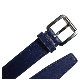 Blue Cotton Leather Printed Metal Buckle Belt