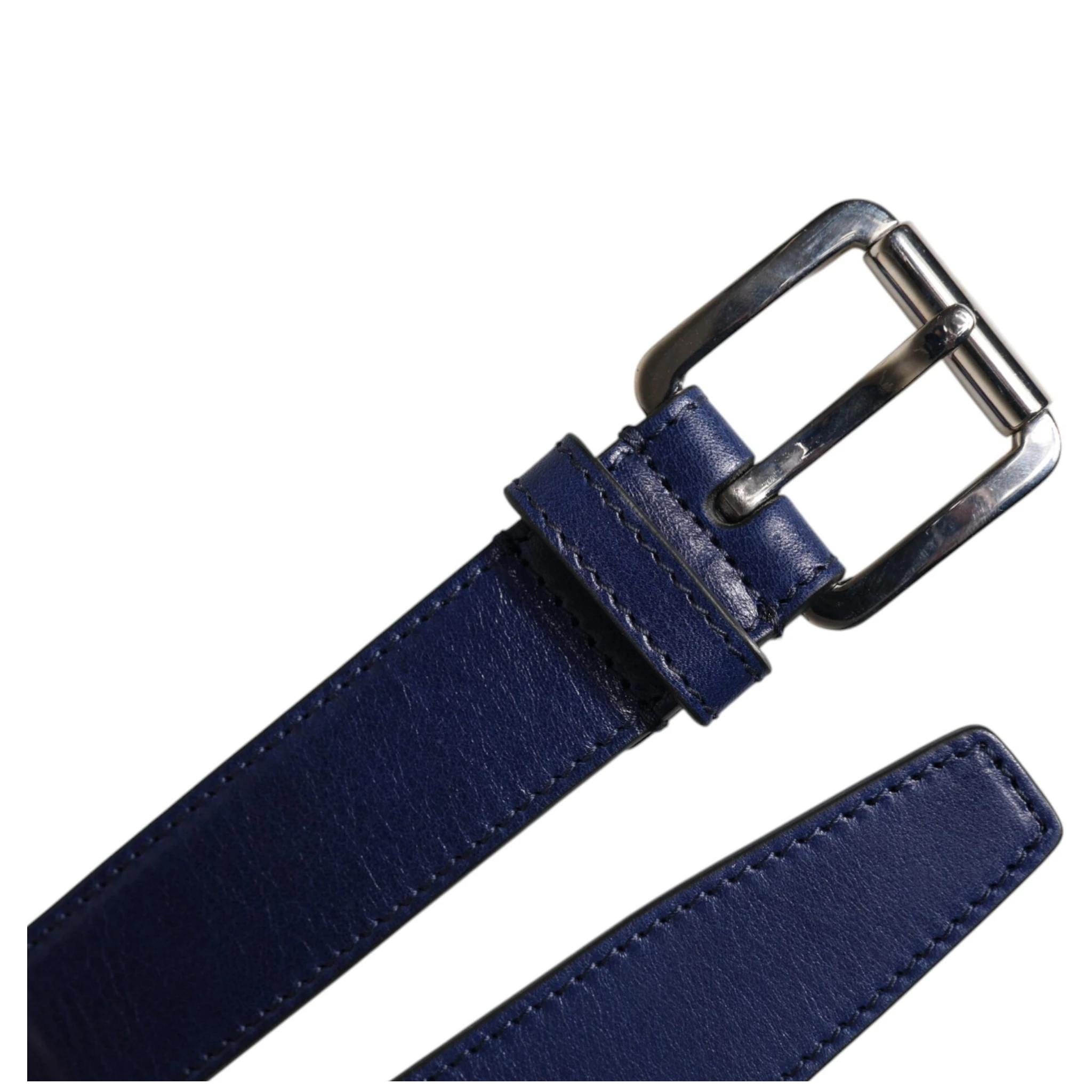 Blue Cotton Leather Printed Metal Buckle Belt