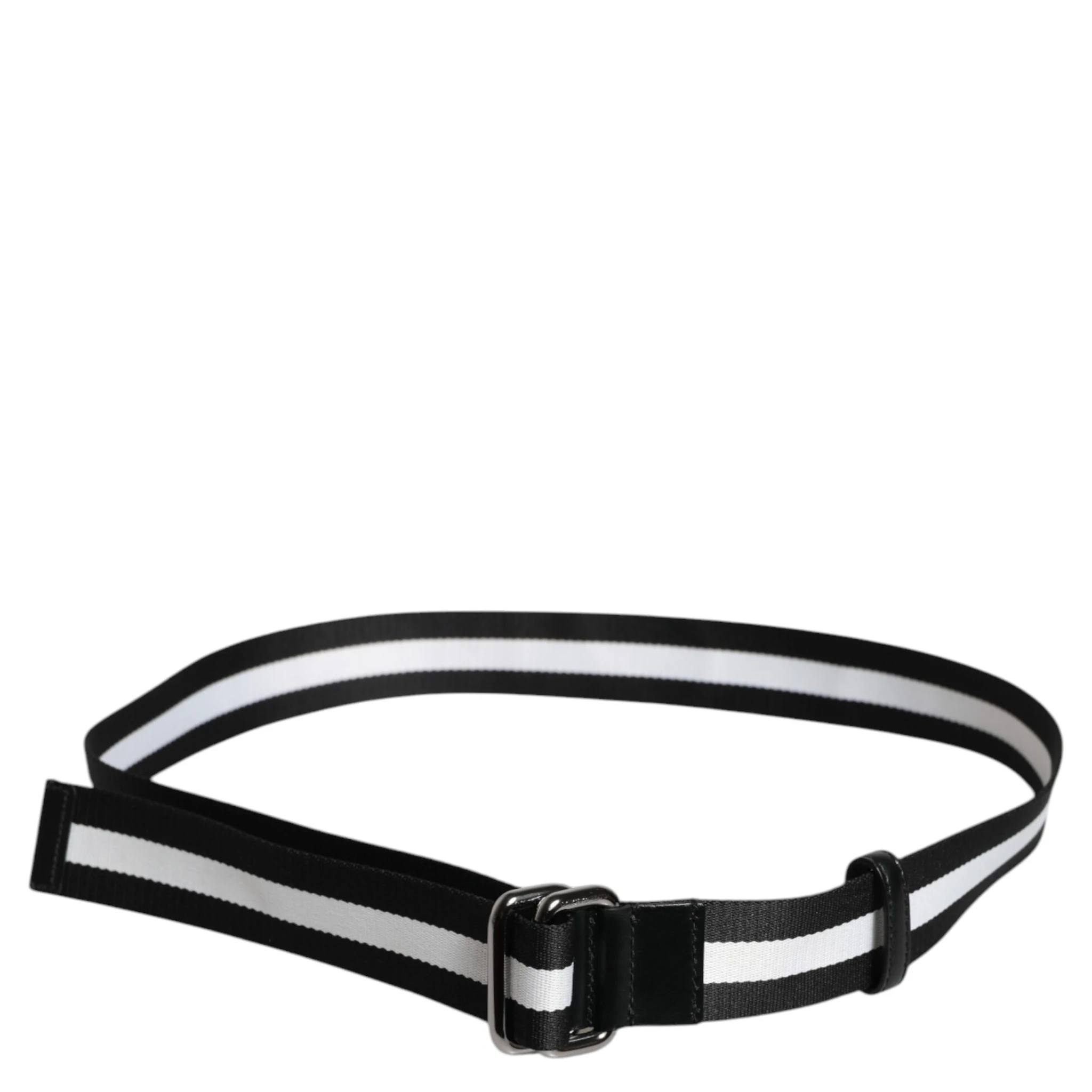Black Yellow Logo Striped Metal Buckle Belt
