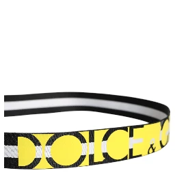 Black Yellow Logo Striped Metal Buckle Belt