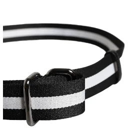 Black Yellow Logo Striped Metal Buckle Belt