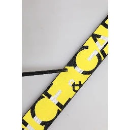 Black Yellow Logo Striped Metal Buckle Belt