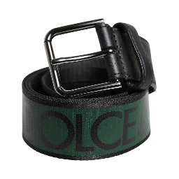 Green Black Classic Metal Logo Buckle Belt
