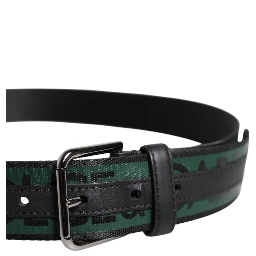 Green Black Classic Metal Logo Buckle Belt