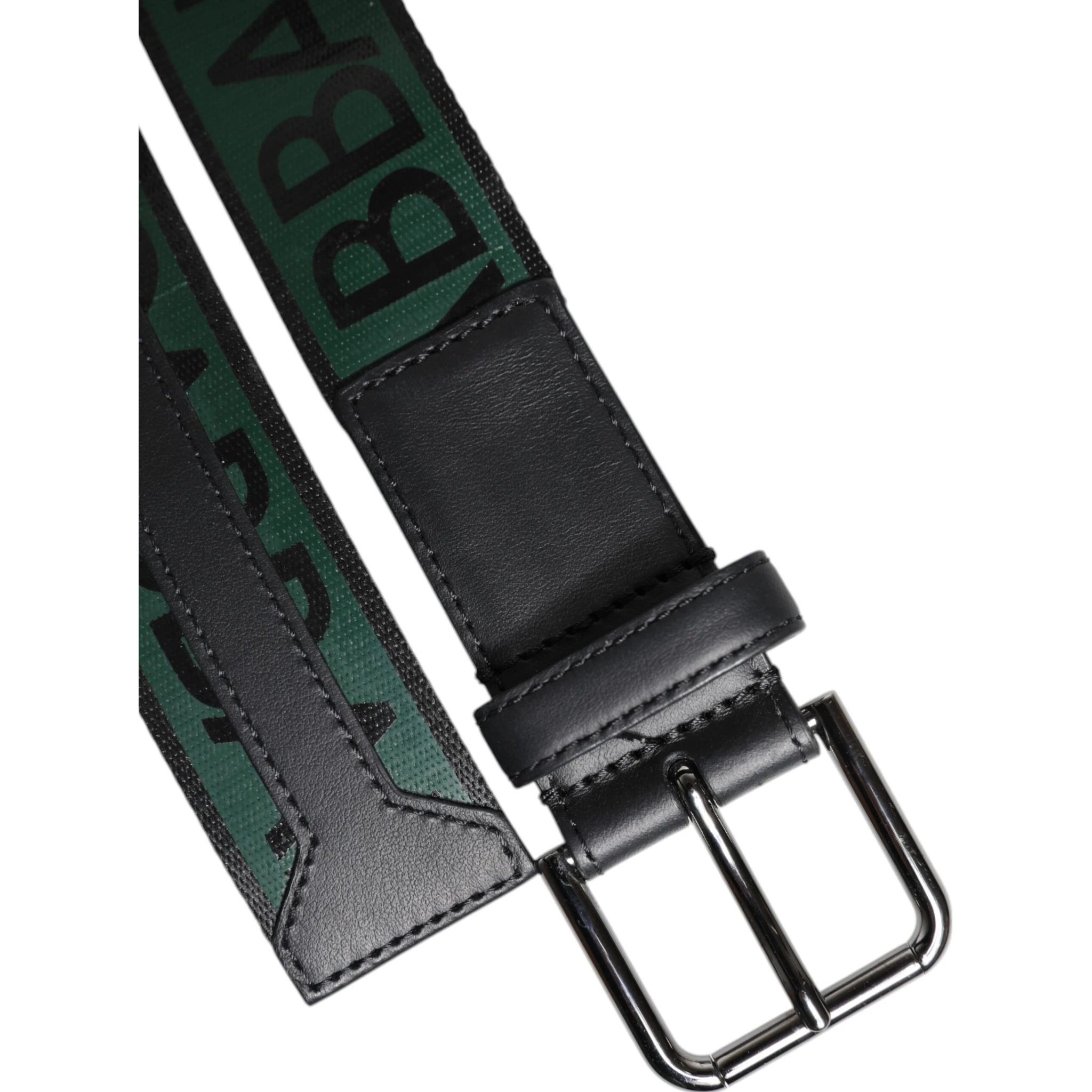 Green Black Classic Metal Logo Buckle Belt