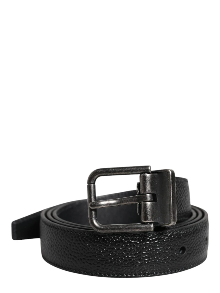 Black Calf Leather Classic Metal Buckle Belt alternative