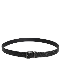 Black Calf Leather Classic Metal Buckle Belt