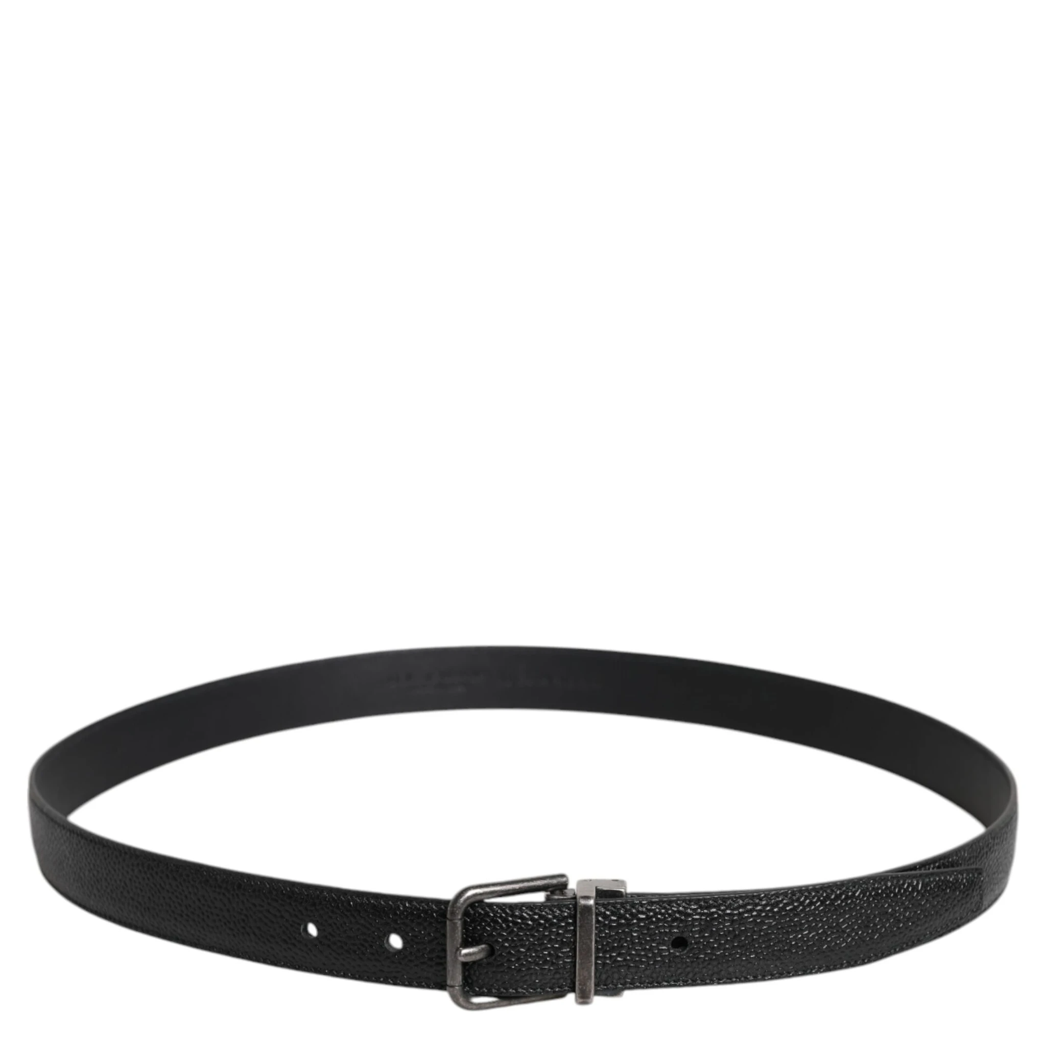 Black Calf Leather Classic Metal Buckle Belt