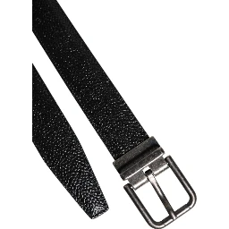Black Calf Leather Classic Metal Buckle Belt