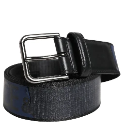 Black Blue Polyester Printed Metal Buckle Belt