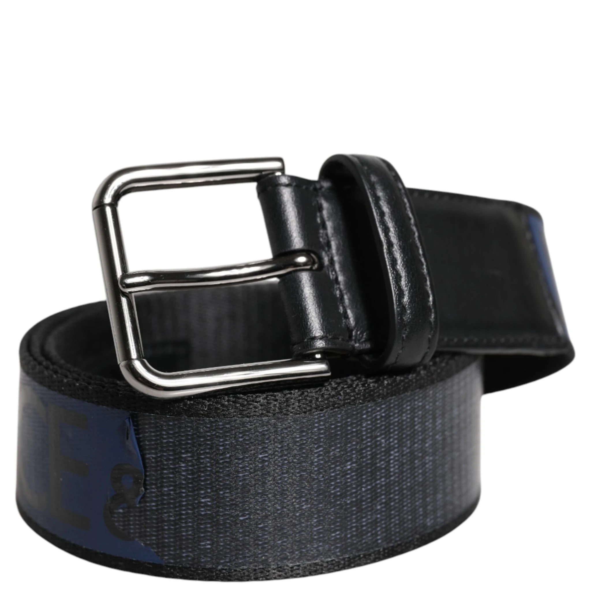 Black Blue Polyester Printed Metal Buckle Belt
