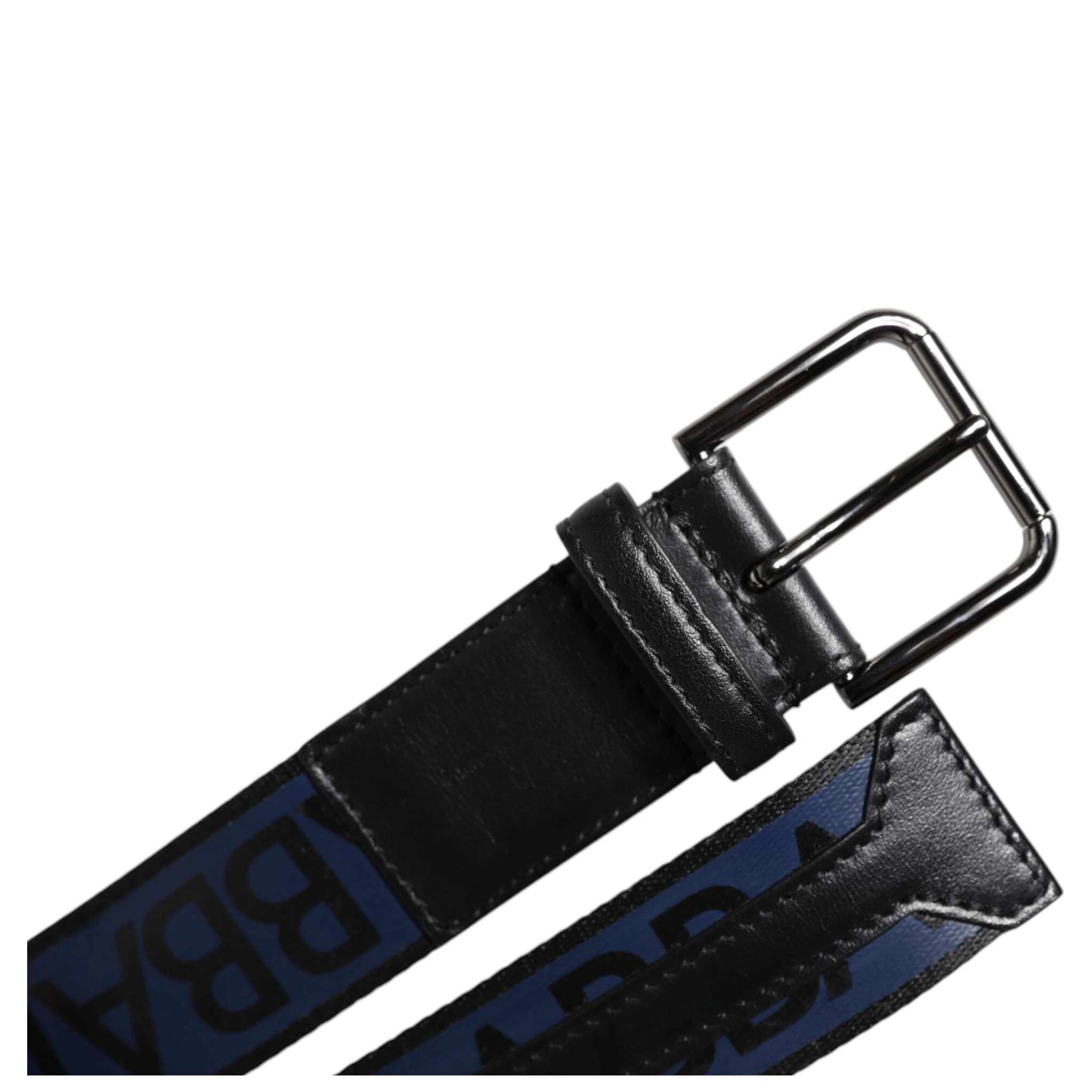 Black Blue Polyester Printed Metal Buckle Belt