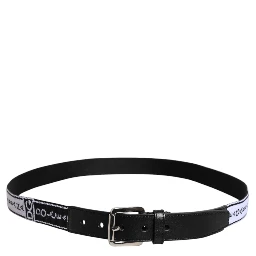 Black White Printed Metal Logo Buckle Belt
