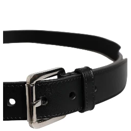 Black White Printed Metal Logo Buckle Belt