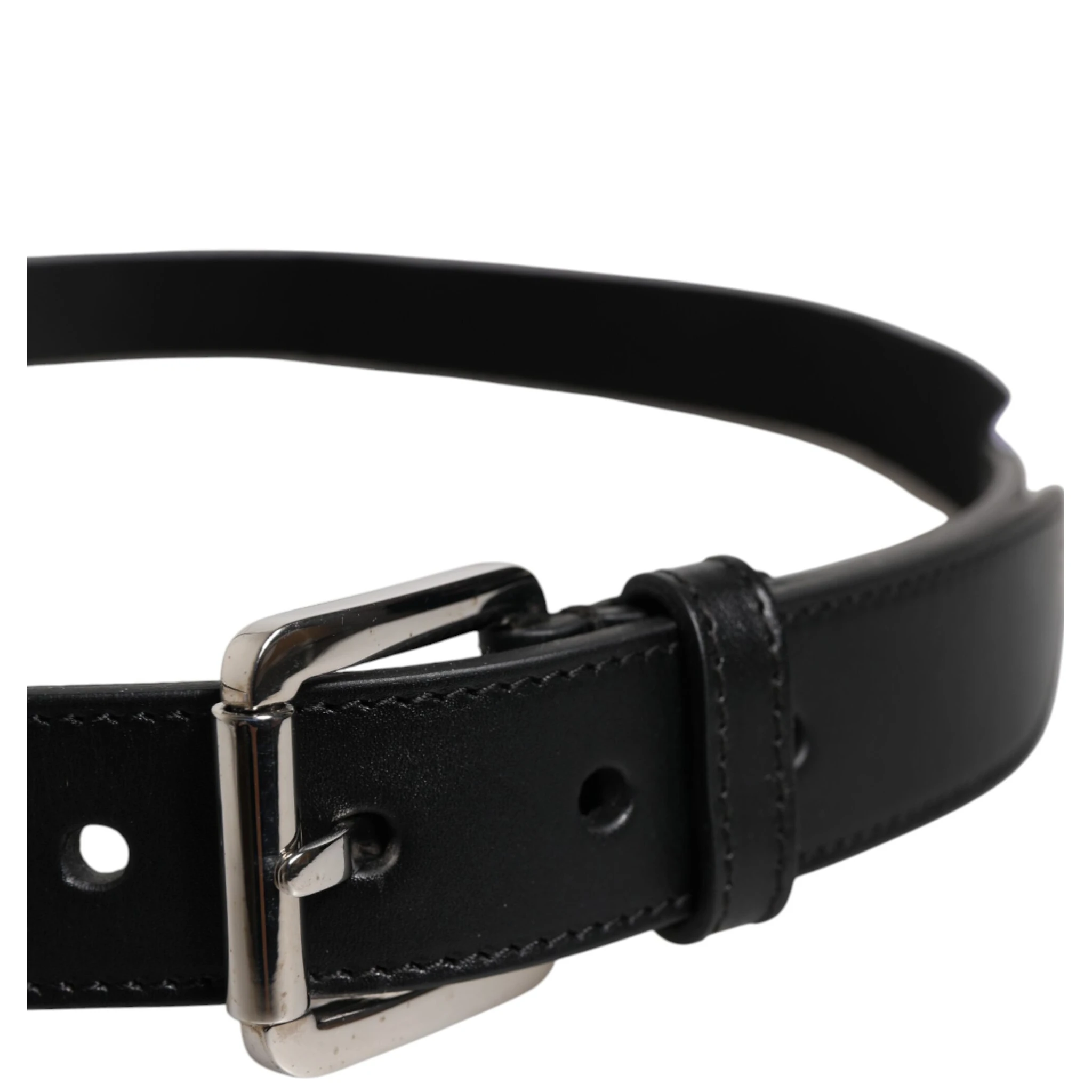 Black White Printed Metal Logo Buckle Belt