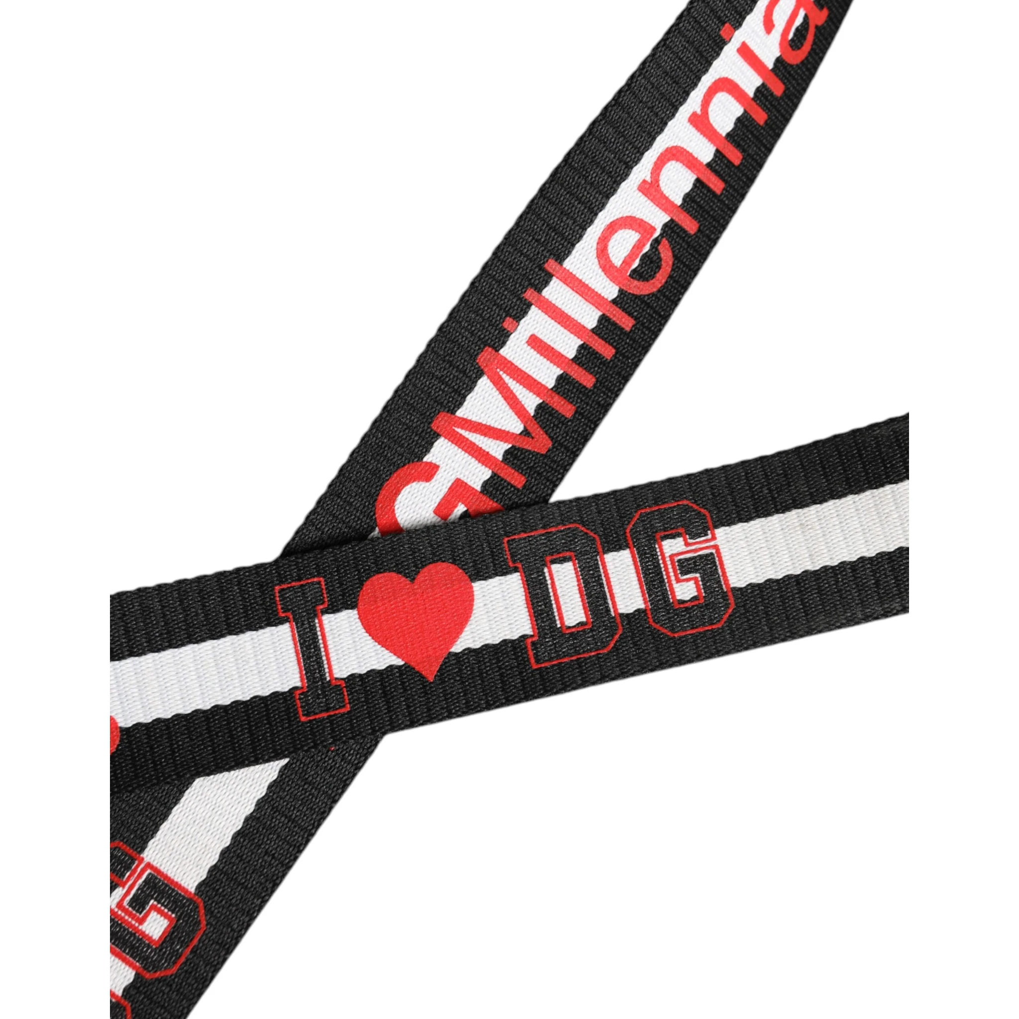 Black White Printed Metal Logo Buckle Belt