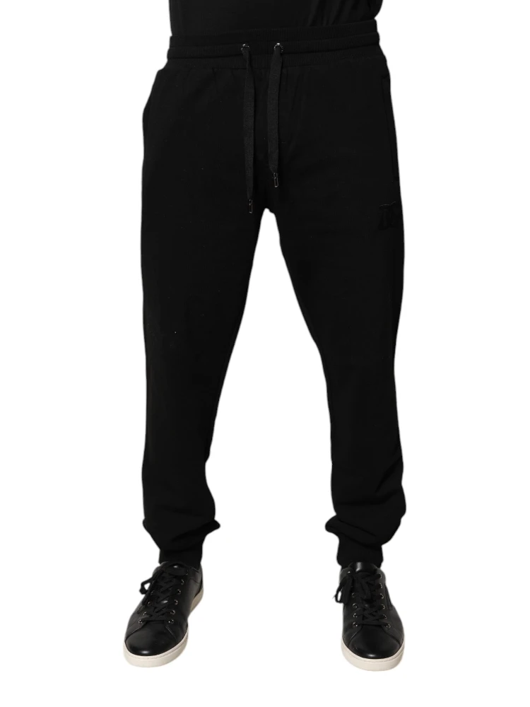 Black Cotton Mid Waist Jogger Sweatpants Pants