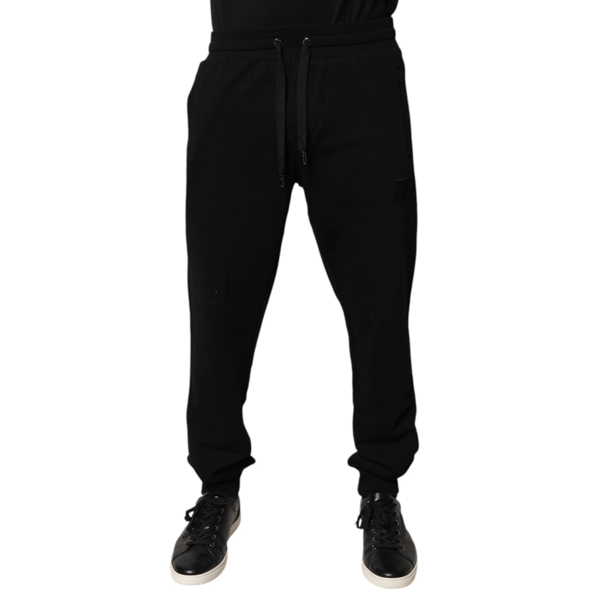 Black Cotton Mid Waist Jogger Sweatpants Pants