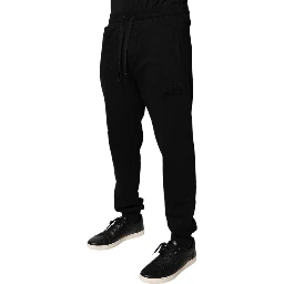 Black Cotton Mid Waist Jogger Sweatpants Pants