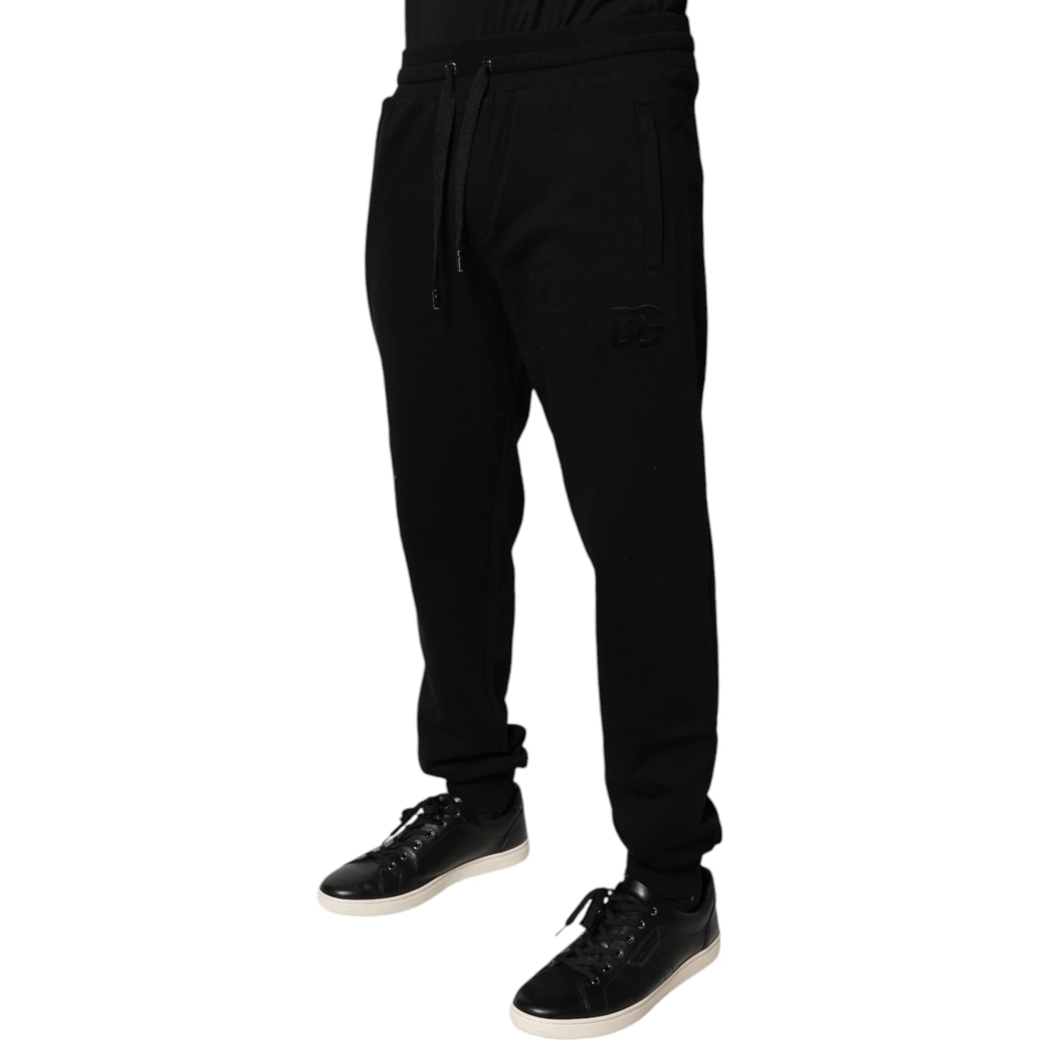 Black Cotton Mid Waist Jogger Sweatpants Pants